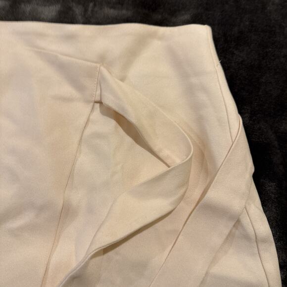 Topshop-Women's Mini Skirt-Asymmetric Hem Faux Wrap Side Tie -Ivory-US 4/UK 8 - Picture 5 of 13